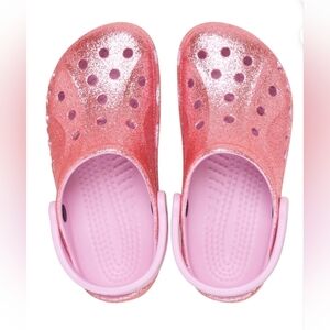 Kids Pink Glitter Baya Crocs